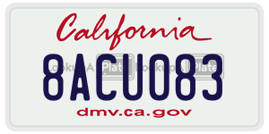 8ACU083 license plate in California
