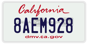 8AEM928 license plate in California