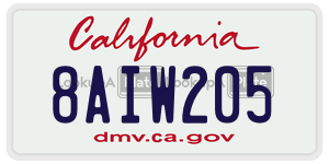 8AIW205 license plate in California
