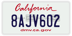 8AJV602 license plate in California