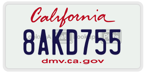 8AKD755 license plate in California