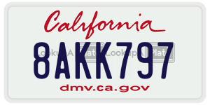 8AKK797  license plate in CA