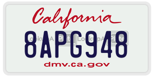 8APG948 license plate in California