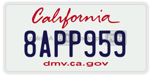 8APP959 license plate in California
