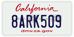 8ARK509 license plate in California