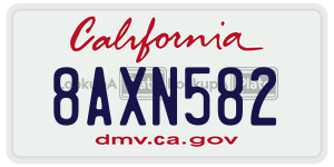 8AXN582  license plate in CA