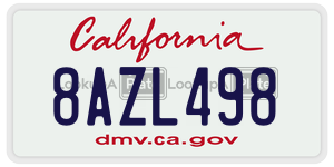 8AZL498 license plate in California