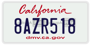 8AZR518 license plate in California