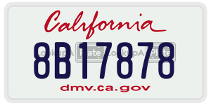 8B17878 license plate in California
