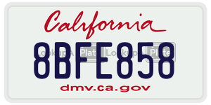 8BFE858  license plate in CA