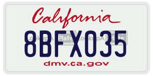 8BFX035  license plate in CA