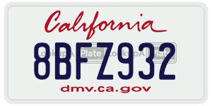 8BFZ932 license plate in California