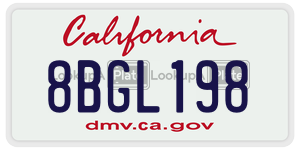 8BGL198 license plate in California