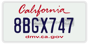 8BGX747  license plate in CA