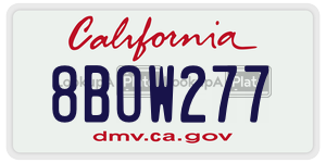 8BOW277 license plate in California