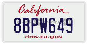 8BPW649 license plate in California