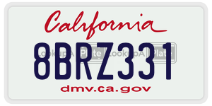8BRZ331 license plate in California