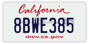 8BWE385 license plate in California