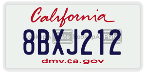 8BXJ212 license plate in California