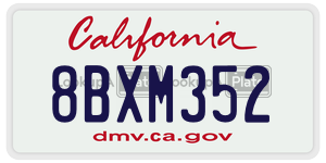 8BXM352 license plate in California
