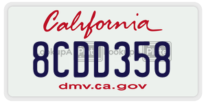 8CDD358  license plate in CA