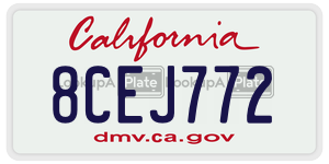8CEJ772 license plate in California