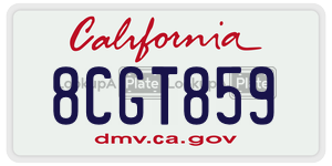 8CGT859 license plate in California