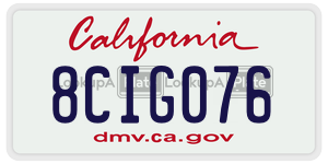 8CIG076 license plate in California