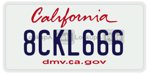 8CKL666  license plate in CA