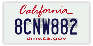 8CNW882 license plate in California