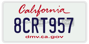 8CRT957  license plate in CA
