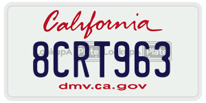 8CRT963  license plate in CA