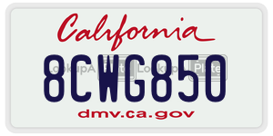 8CWG850 license plate in California