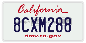 8CXM288 license plate in California