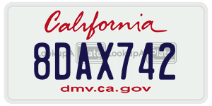 8DAX742  license plate in CA