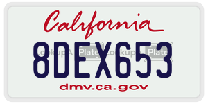 8DEX653 license plate in California