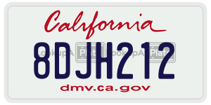 8DJH212 license plate in California
