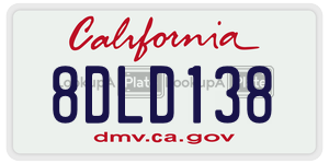 8DLD138 license plate in California
