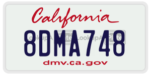 8DMA748  license plate in CA