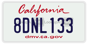 8DNL133 license plate in California