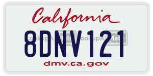 8DNV121  license plate in CA