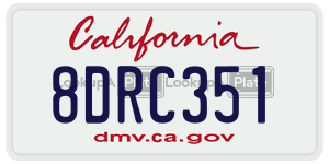 8DRC351 license plate in California