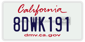 8DWK191  license plate in CA