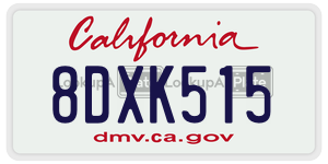 8DXK515 license plate in California
