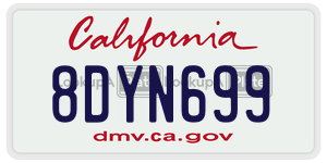8DYN699 license plate in California