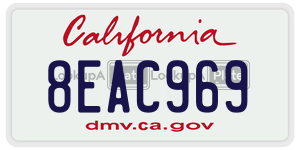 8EAC969 license plate in California