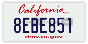 8EBE851 license plate in California