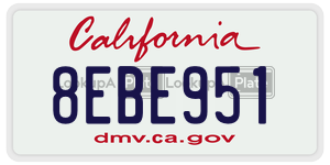 8EBE951 license plate in California
