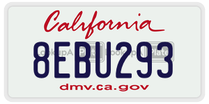 8EBU293 license plate in California