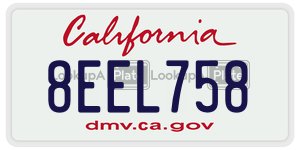 8EEL758 license plate in California